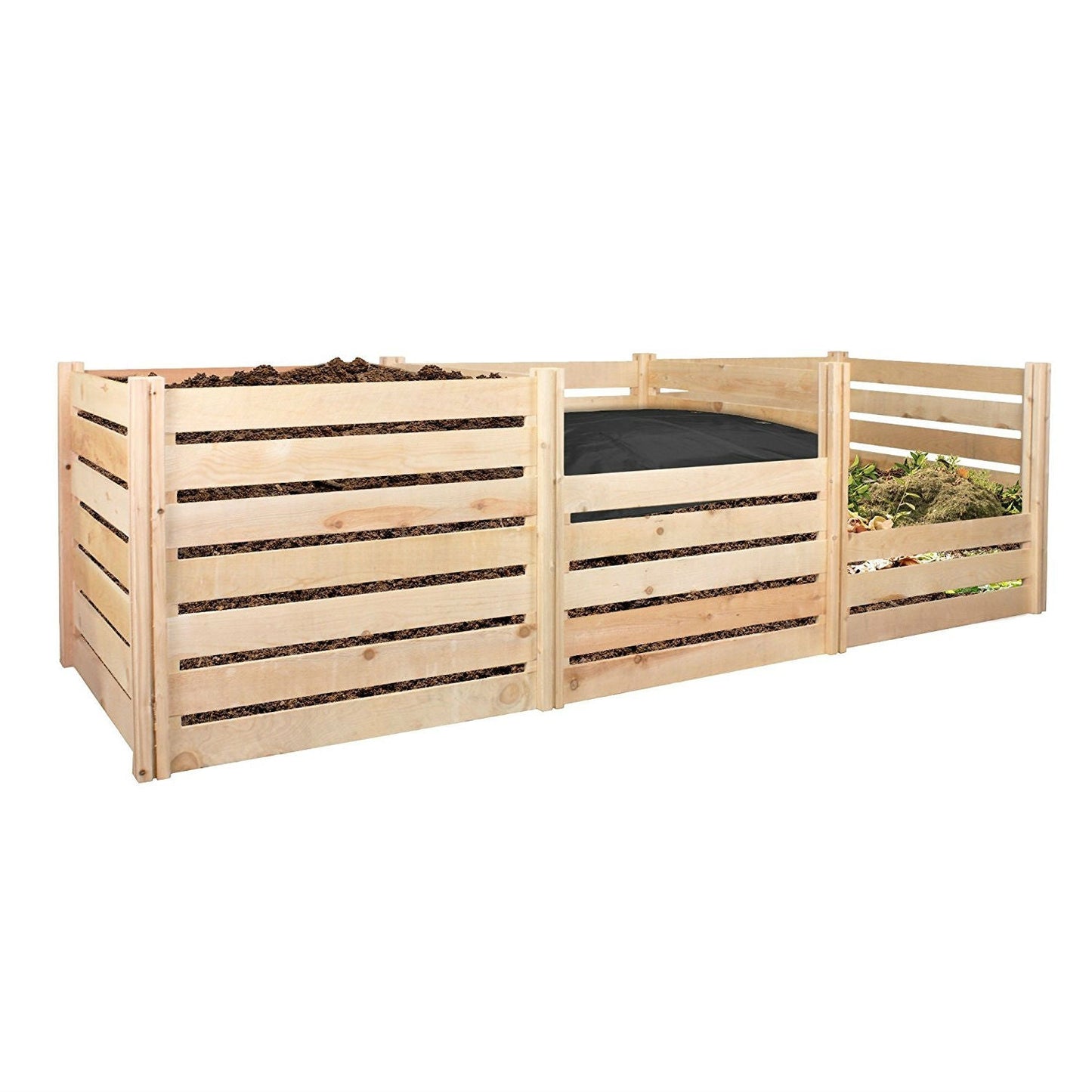 Compostador exterior de madera de cedro ecológico de 658 litros
