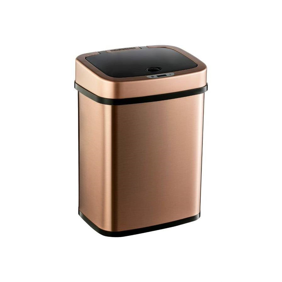 Cubo de basura de acero inoxidable sin contacto con sensor de movimiento de 3 galones con acabado en oro cobre
