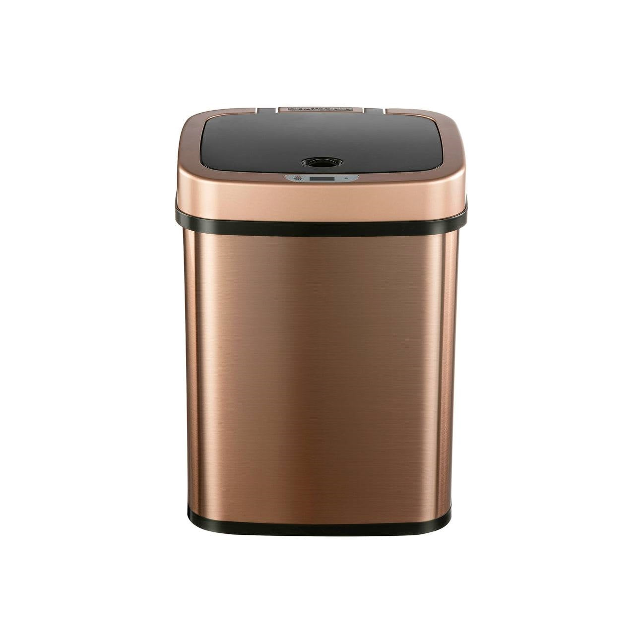 Cubo de basura de acero inoxidable sin contacto con sensor de movimiento de 3 galones con acabado en oro cobre
