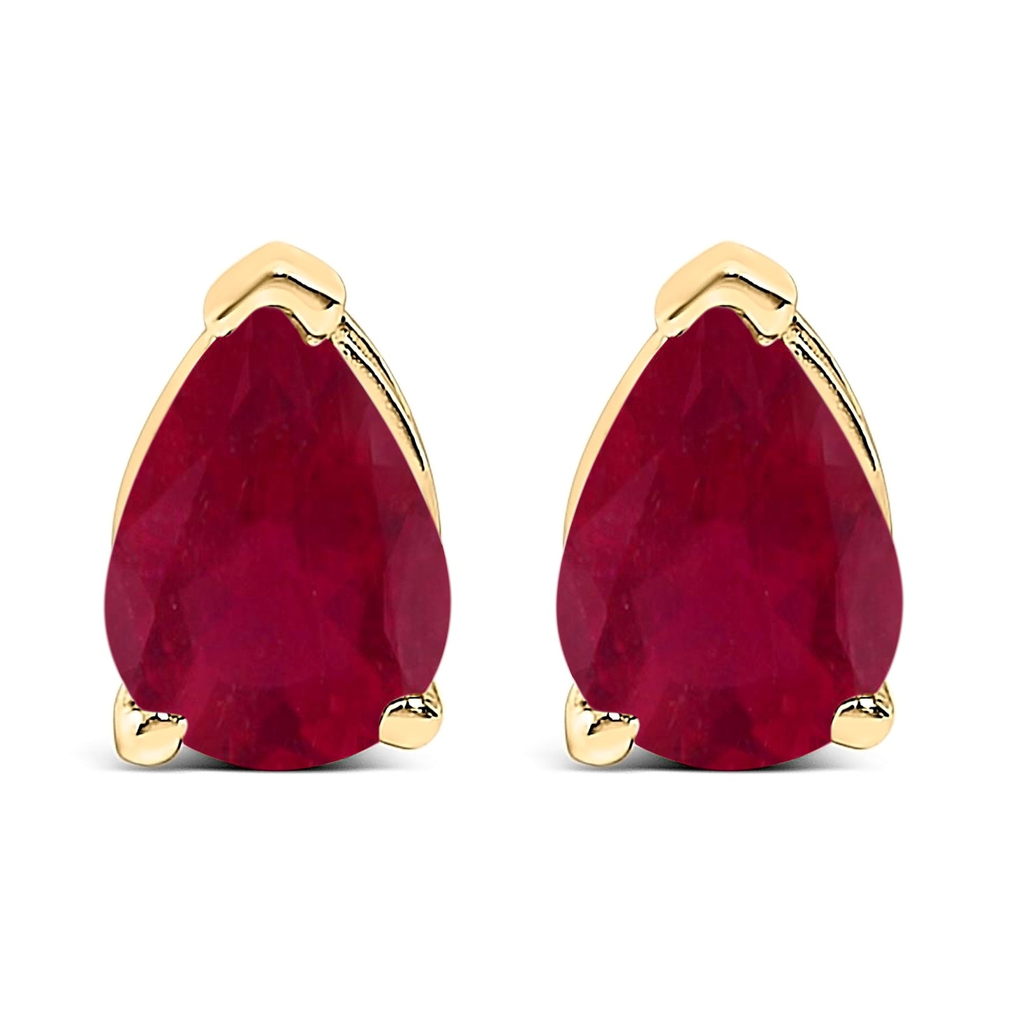 14K White Gold 6x4MM Pear Shaped Purple Amethyst Solitaire Stud Earrings