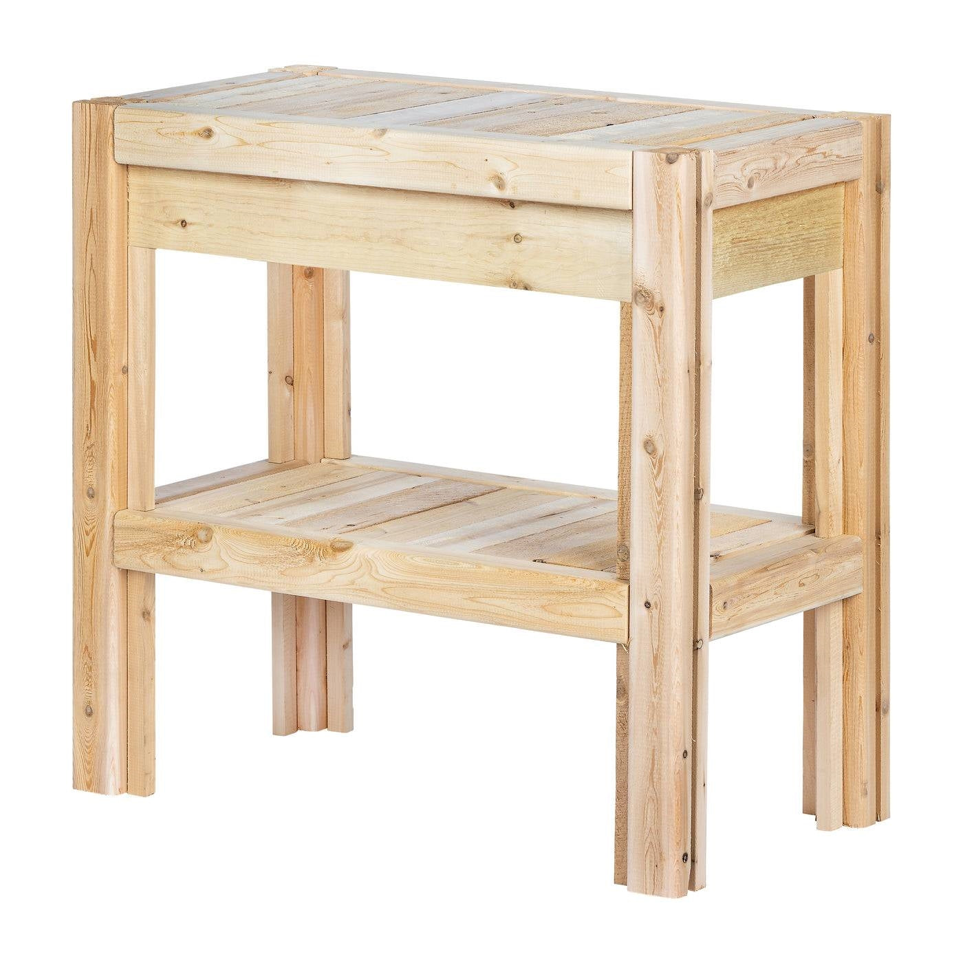 2 Tier Adjustable Cedar Wood Garden Storage Shelves - Made In USA