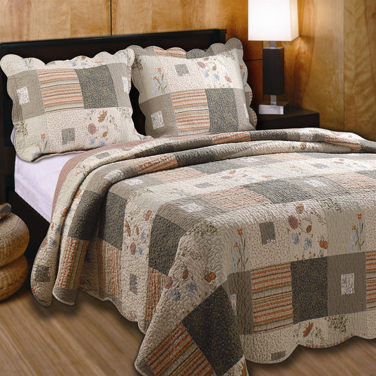 Juego de colcha Queen size floral estilo Suroeste con fundas 100% algodón