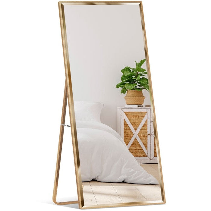 Espejo de pared inclinado o colgante grande de cuerpo entero dorado