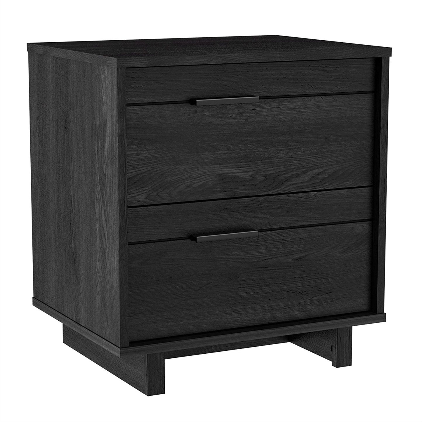Mesita de Noche Moderna en Acabado de Madera Gris Oscuro