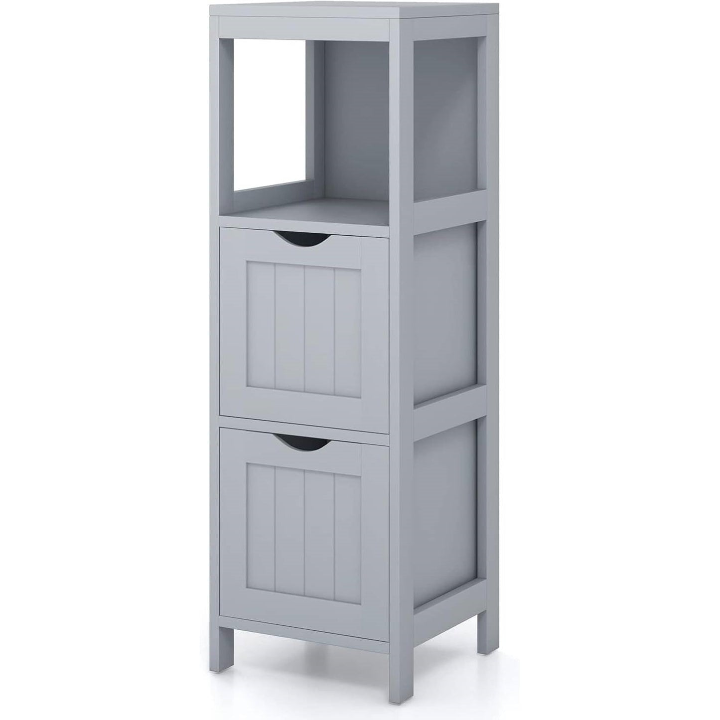 Mueble de Baño de Pie de 2 Cajones Modern Farmhouse con Estante y Acabado en Madera Gris