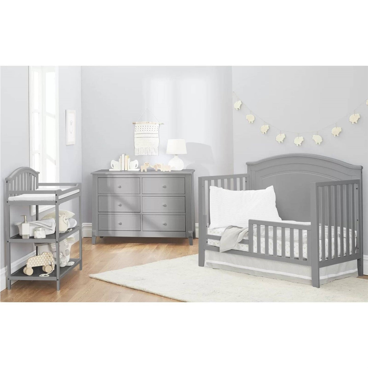 Cuna convertible de madera maciza SF Home en gris - Cama infantil se vende por separado