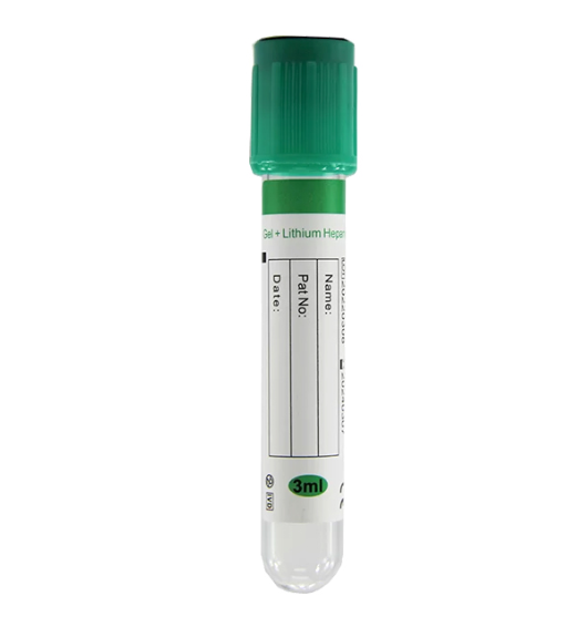 Tubo con tapa verde y gel 13X75MM, PET de 3ML
