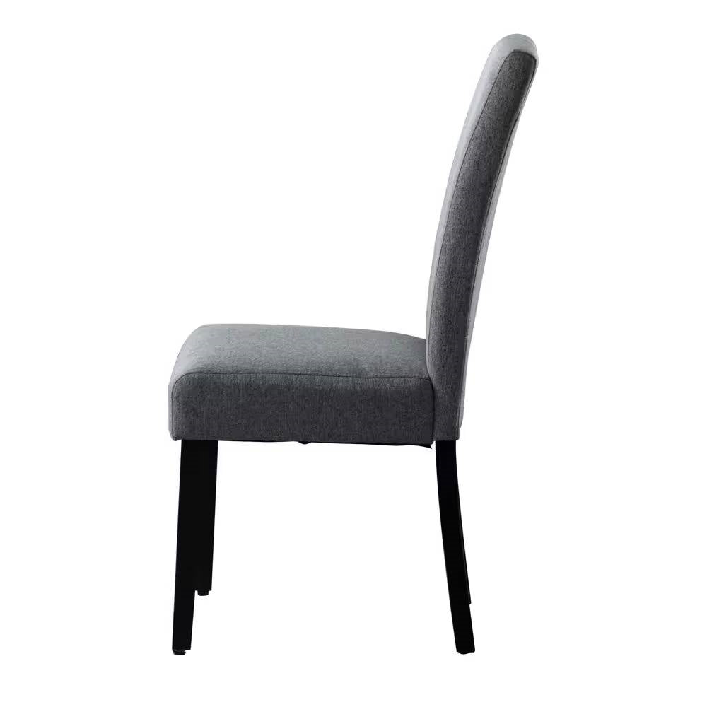 Juego de 2 sillas de comedor modernas tapizadas en tela gris con patas de madera negras
