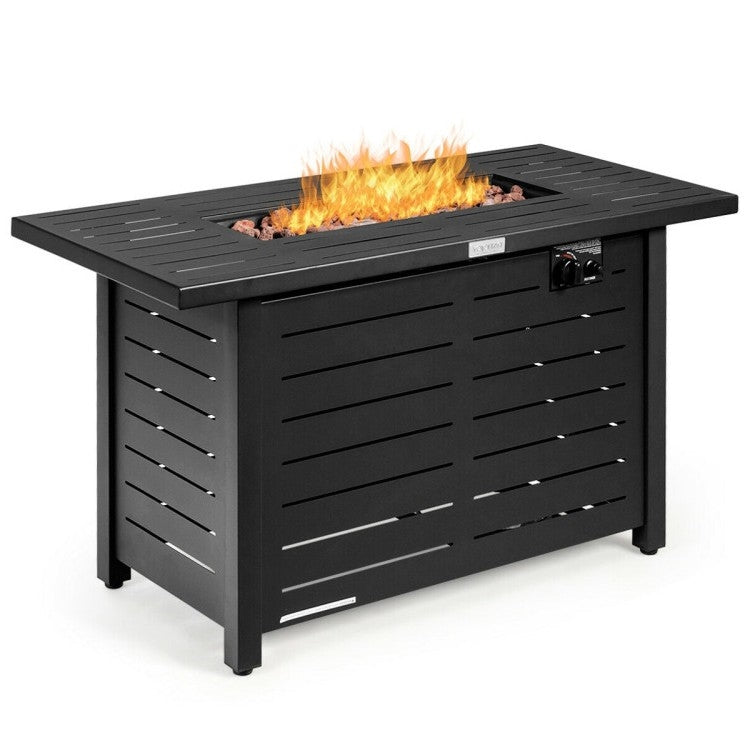 Mesa fogata portátil de gas LP propano rectangular marrón de 60,000 BTU