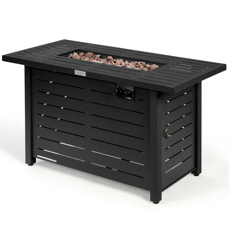 Mesa fogata portátil de gas LP propano rectangular marrón de 60,000 BTU