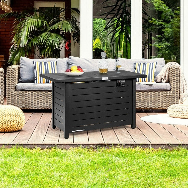 Mesa fogata portátil de gas LP propano rectangular marrón de 60,000 BTU