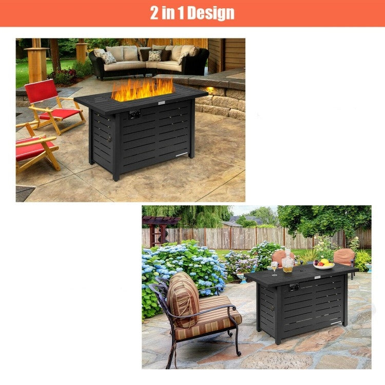 Mesa fogata portátil de gas LP propano rectangular marrón de 60,000 BTU