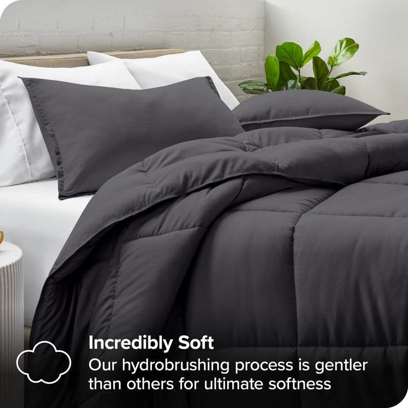 Full/Double Size All Season Super Soft Down Alternative Comforter Set Grey