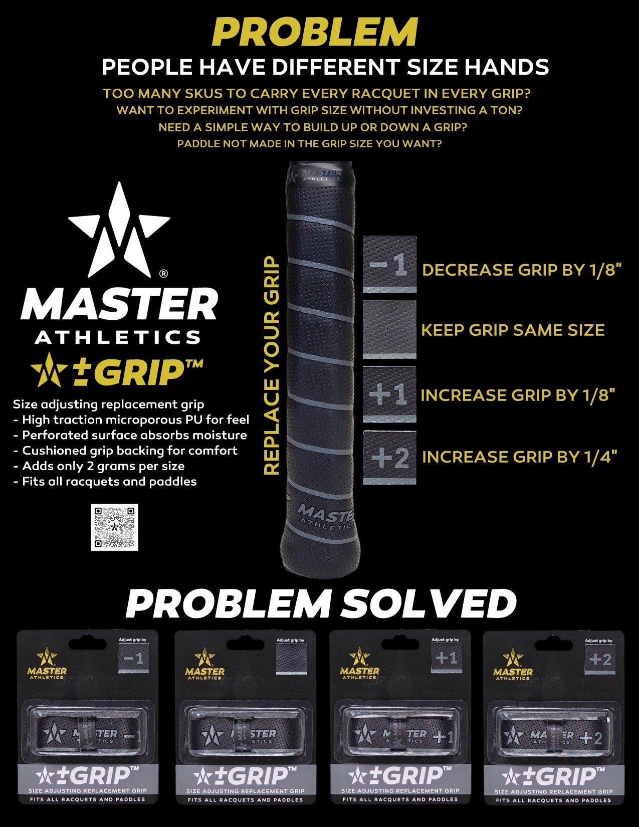 Master Athletics +/-Grip™ Size Adjusting Replacement Grip