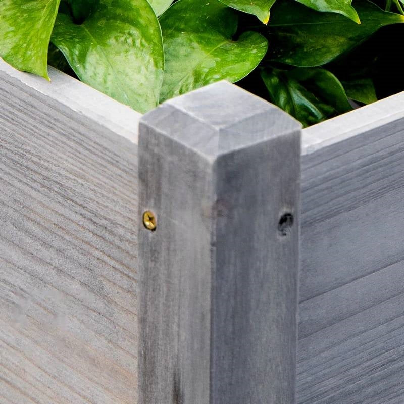 Juego de 3 maceteros elevados de madera gris para huerto, hierbas y flores