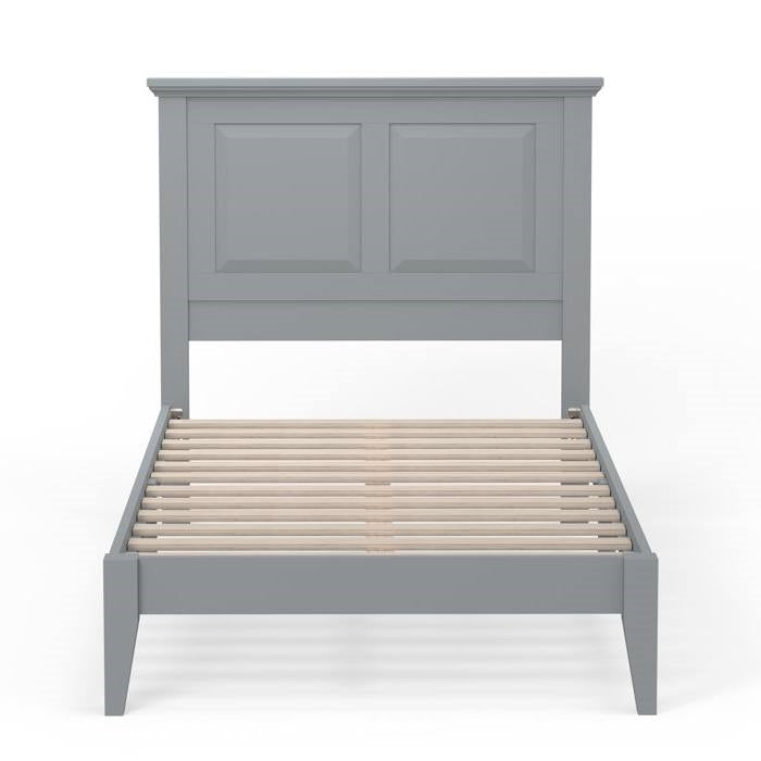 Base de cama de plataforma doble de madera maciza de roble tradicional con cabecero en gris