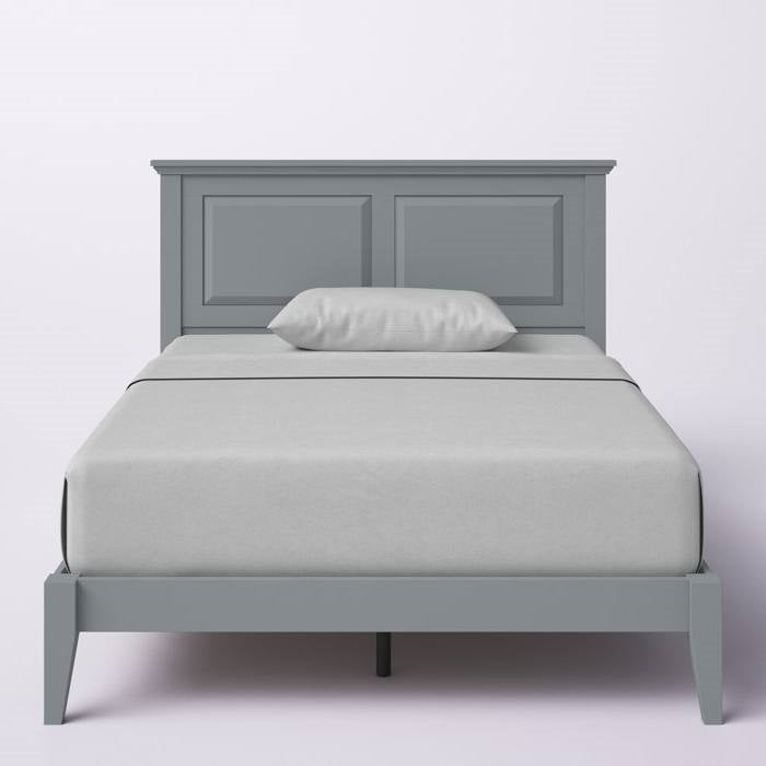 Base de cama de plataforma doble de madera maciza de roble tradicional con cabecero en gris