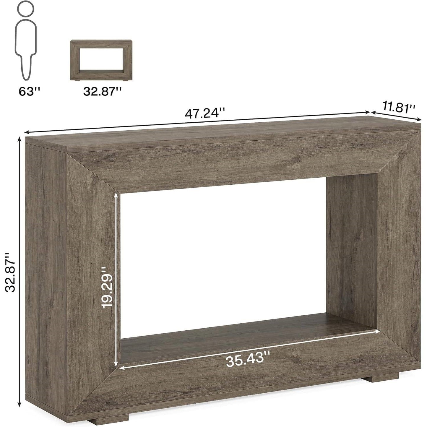 Mesa de entrada/consola de 47 pulgadas de largo estilo "Modern Farmhouse" con acabado en madera gris