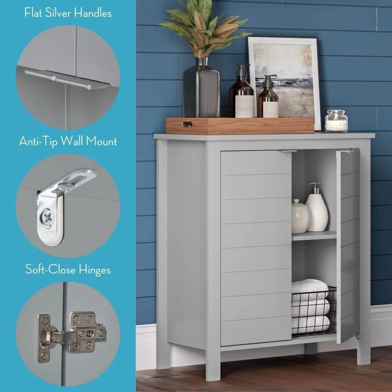 Armario de baño para ropa blanca con estante de almacenamiento en acabado de madera gris
