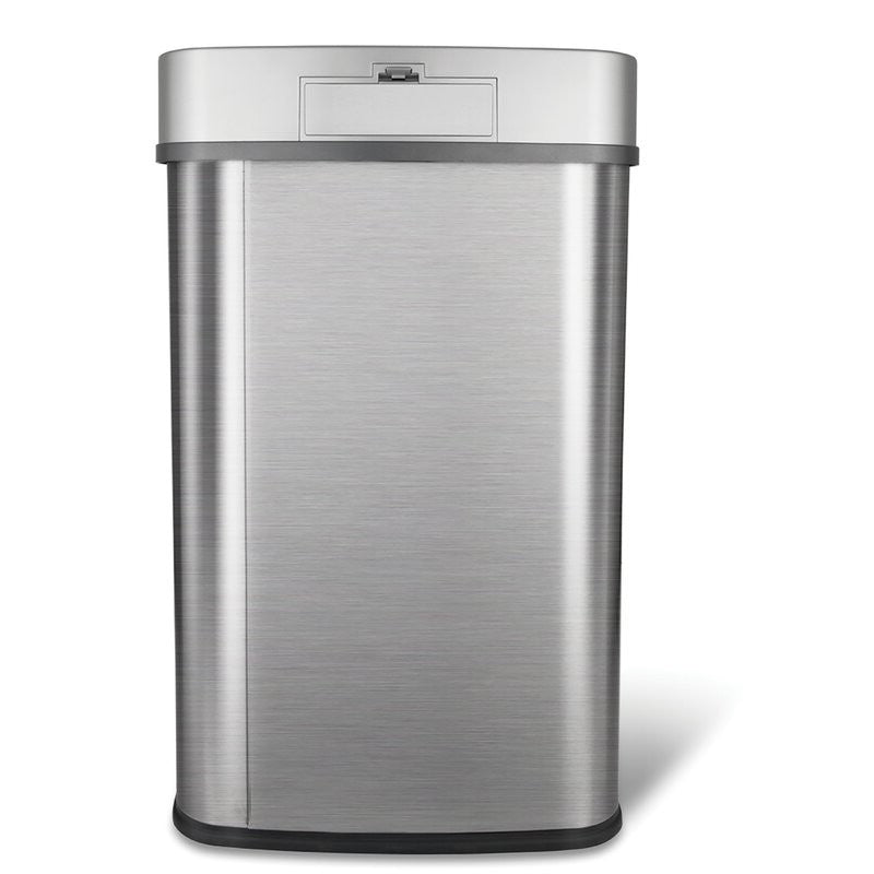 Bote de basura de cocina de acero inoxidable gris de 13 galones con tapa con sensor de movimiento