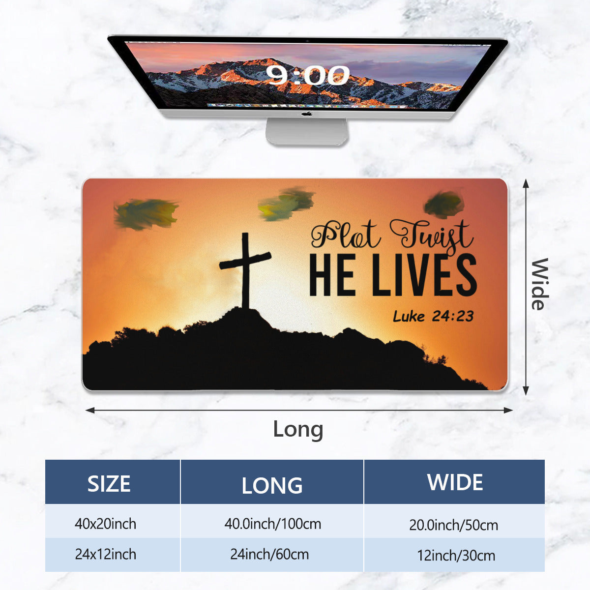 Plot Twist He Lives Faith Based Mousepad Desk Mat - available in 2 sizes