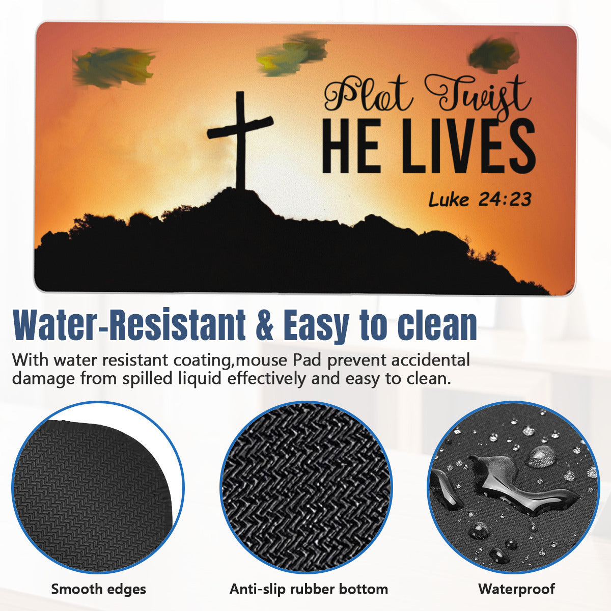 Plot Twist He Lives Faith Based Mousepad Desk Mat - available in 2 sizes