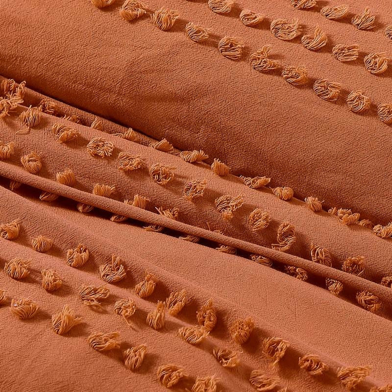 Juego de edredón Full/Queen de 5 piezas 100 % algodón con puntos en relieve en naranja ladrillo