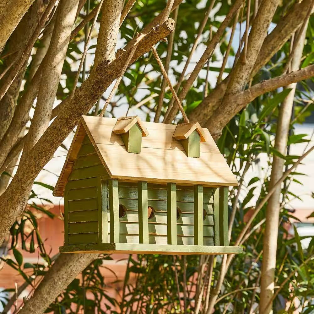 Nidificación de jardín Green Wood con 1 compartimento y 4 agujeros