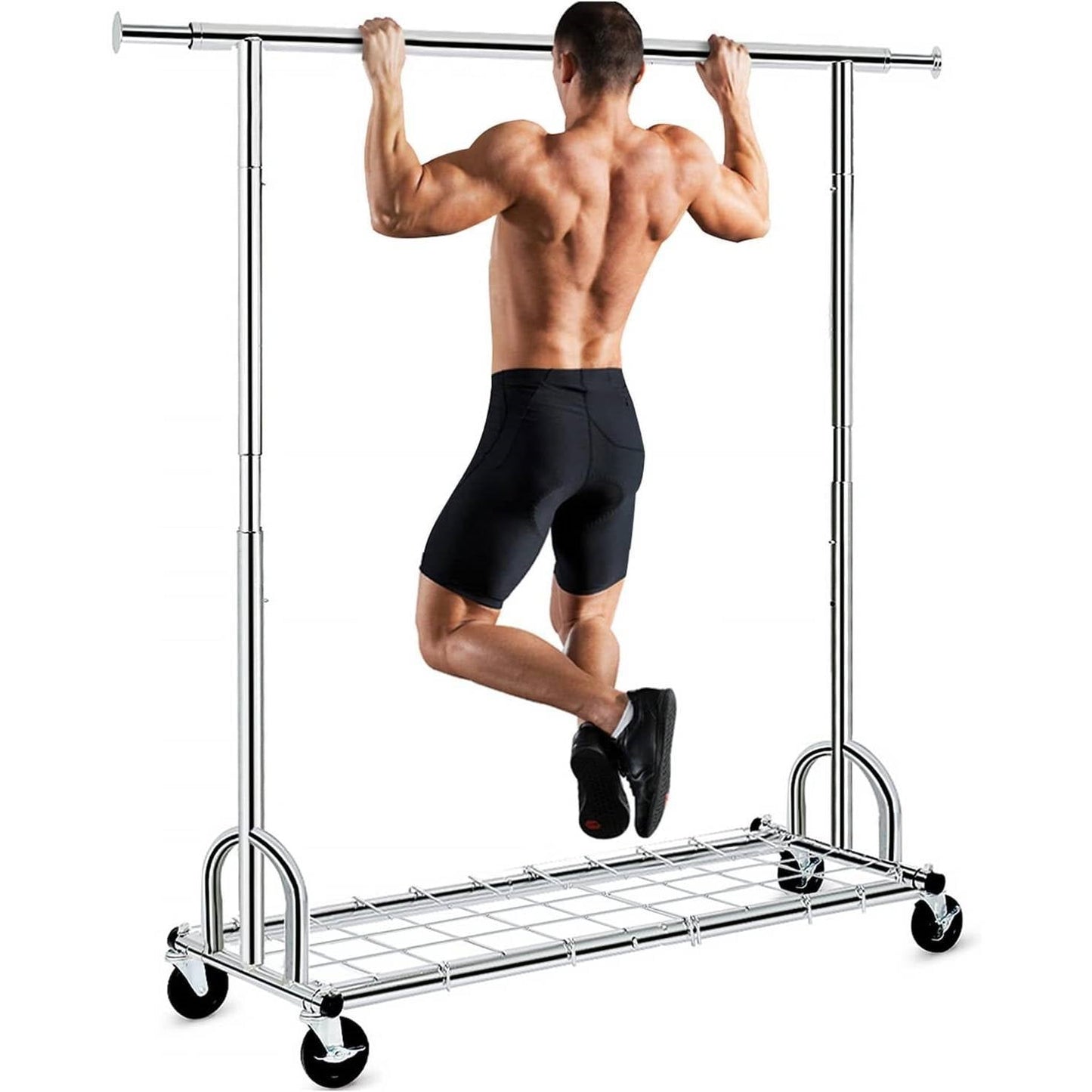 Perchero Metálico Reforzado para Ropa con Ruedas Bloqueables - Capacidad de 204 kg