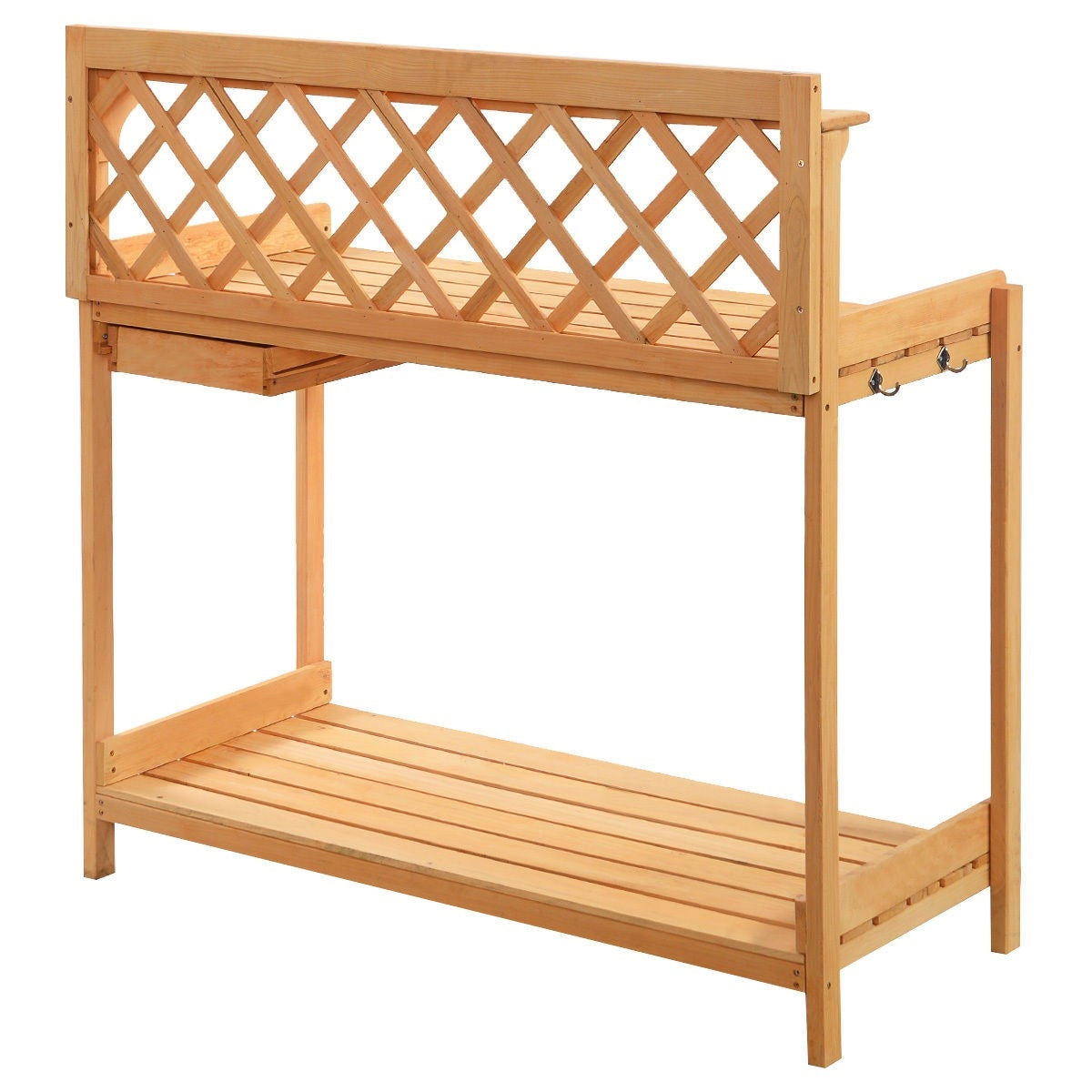Mesa de trabajo de madera para jardín con cajón de almacenamiento