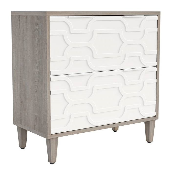 Archivador de madera gris/blanco moderno de 2 cajones para impresora