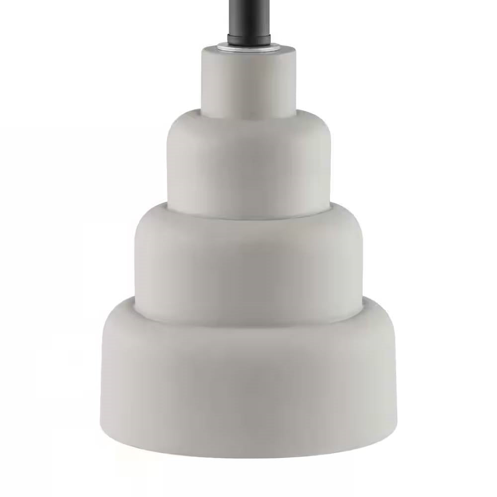 Lámpara de mesa pequeña gris con pantalla de tela blanca para mesita de noche