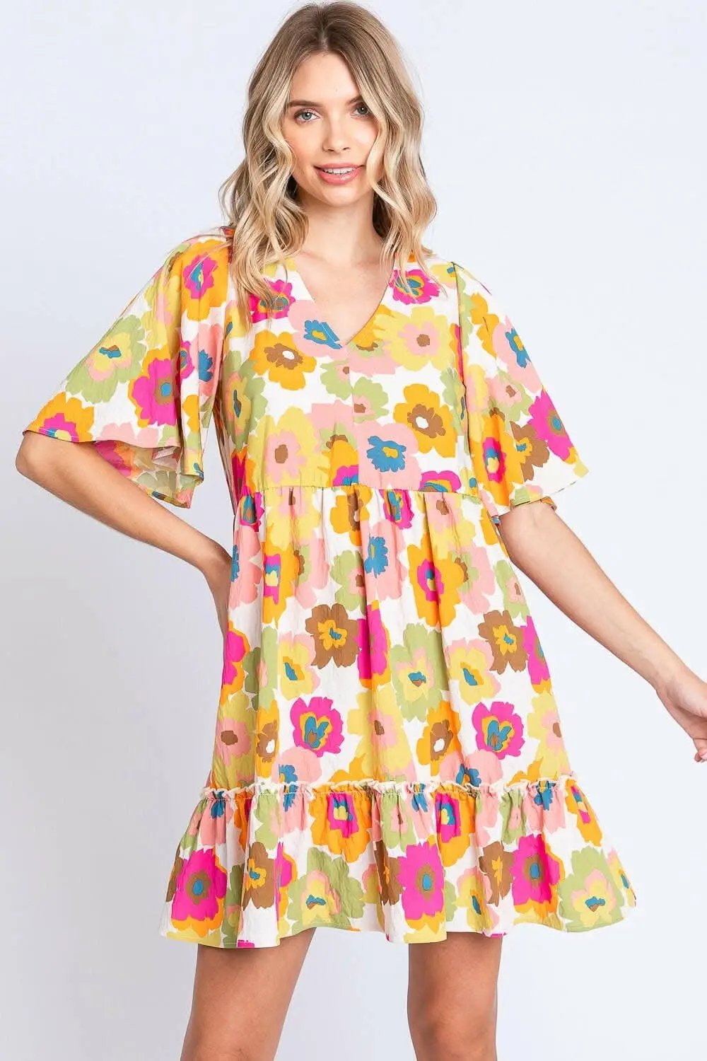 Dresses Trendsi Floral Mini Dress Women's Party V-Neck Ruffle Trim Cute Dress