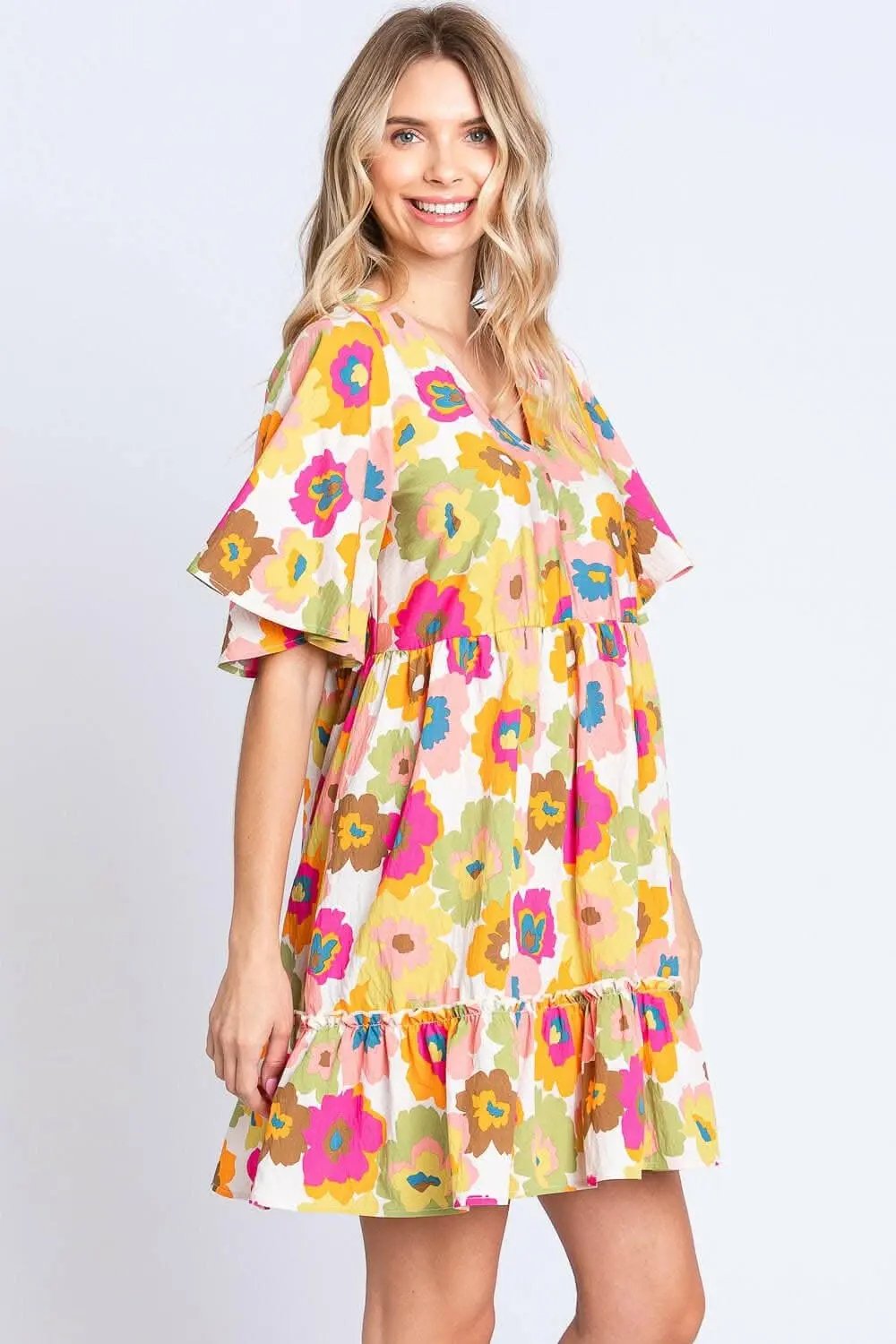Dresses Trendsi Floral Mini Dress Women's Party V-Neck Ruffle Trim Cute Dress