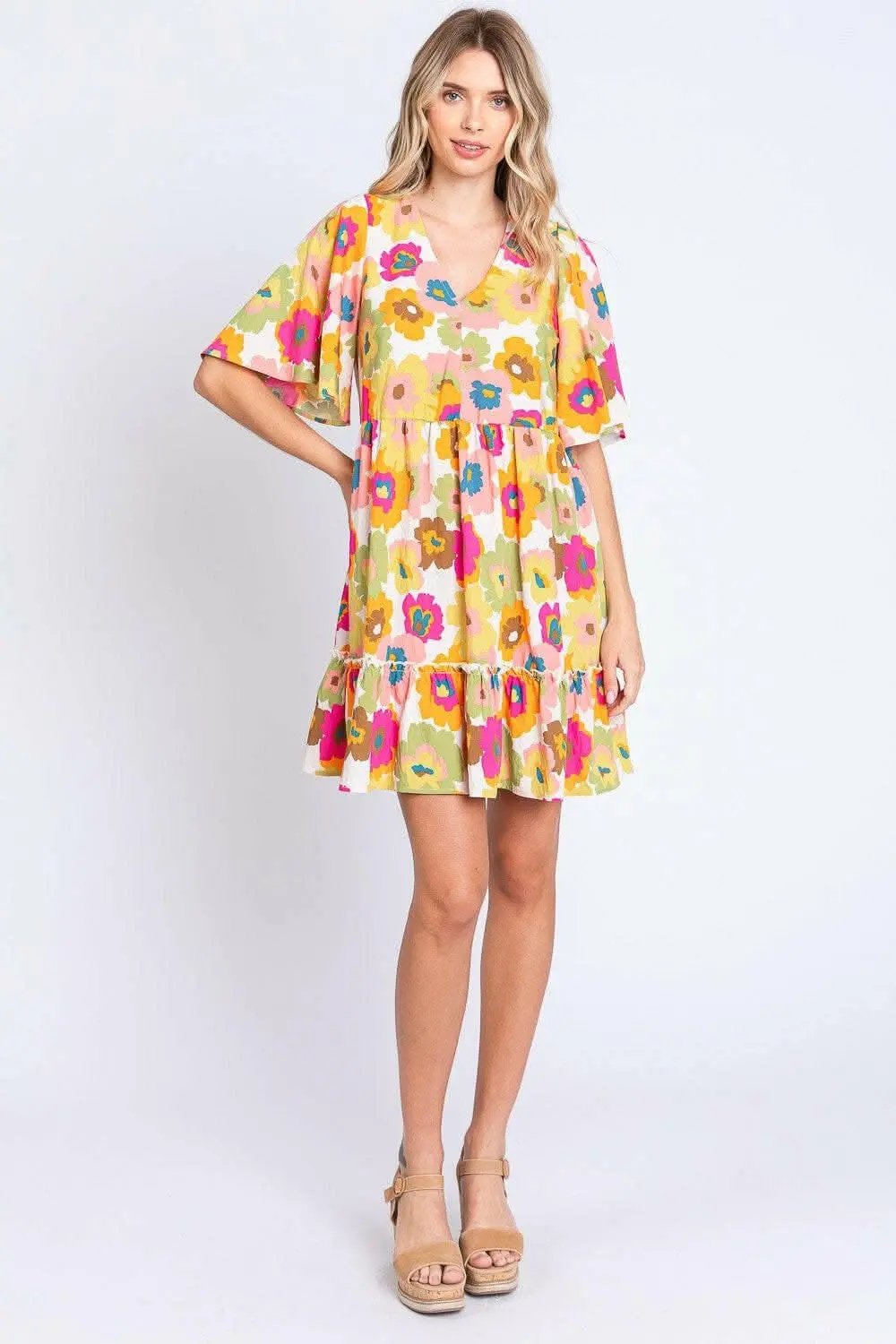 Dresses Trendsi Floral Mini Dress Women's Party V-Neck Ruffle Trim Cute Dress