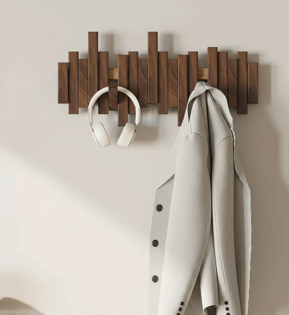 Wood Piano Wall Coat Rack