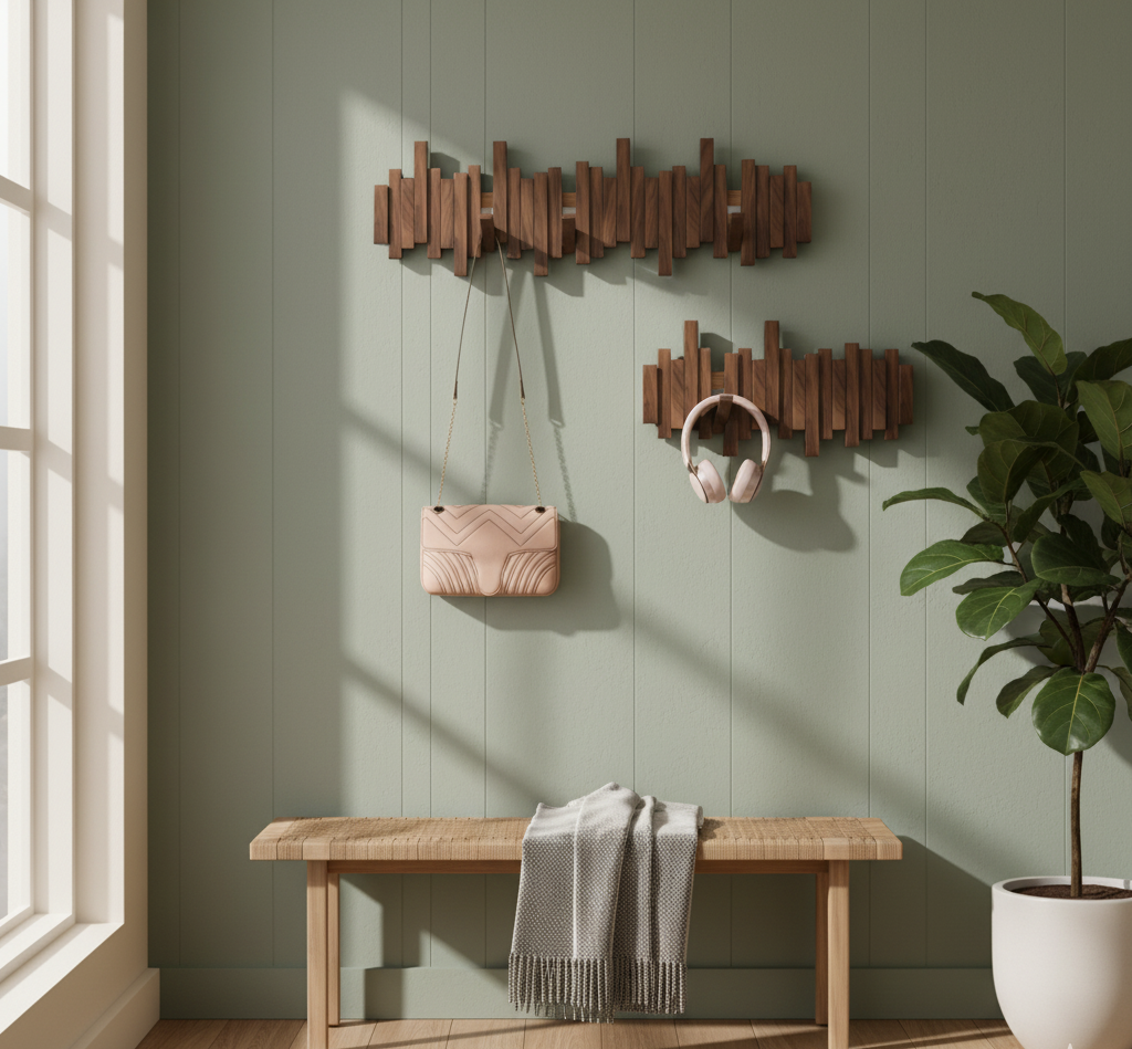 Wood Piano Wall Coat Rack