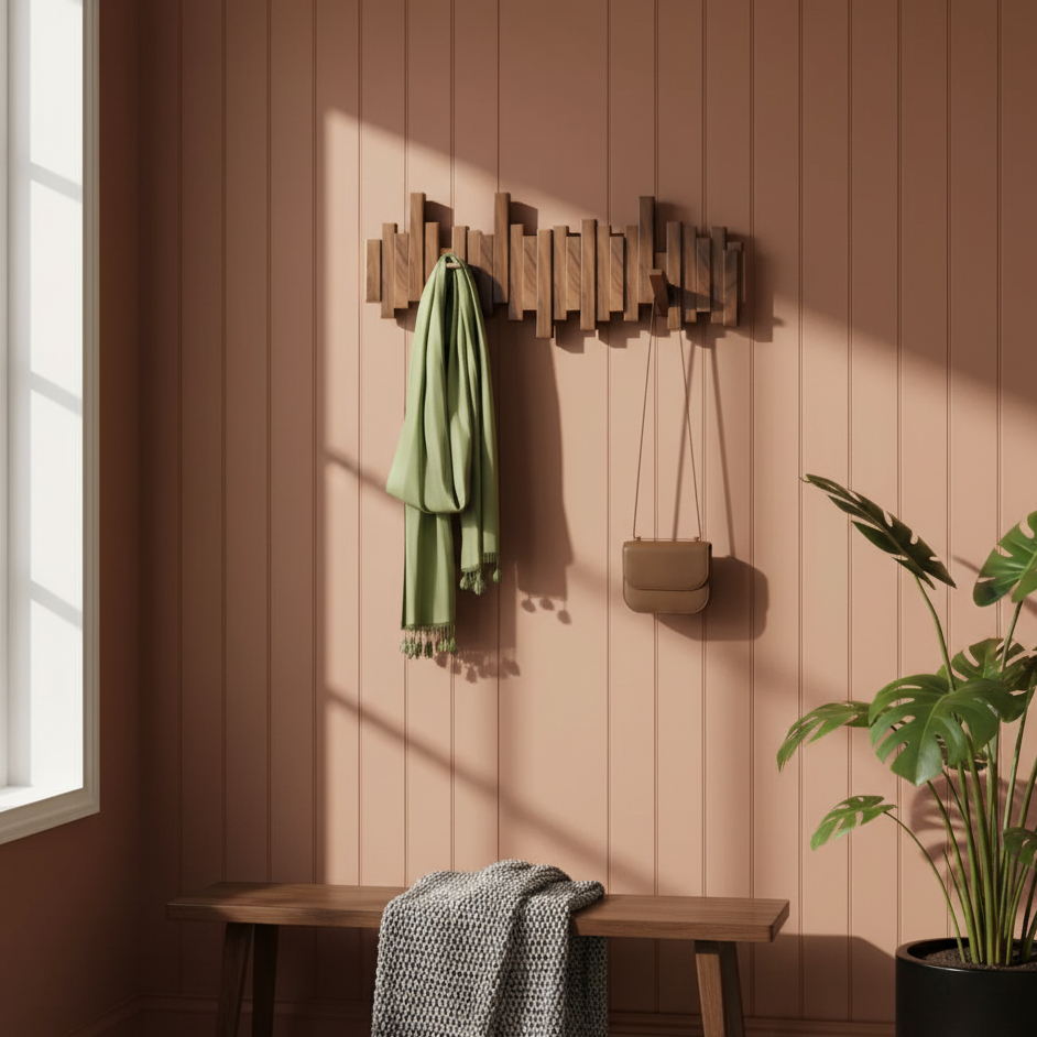 Wood Piano Wall Coat Rack