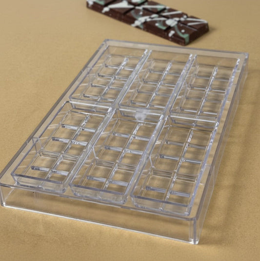 Molde de policarbonato para tableta de chocolate – 6 cavidades