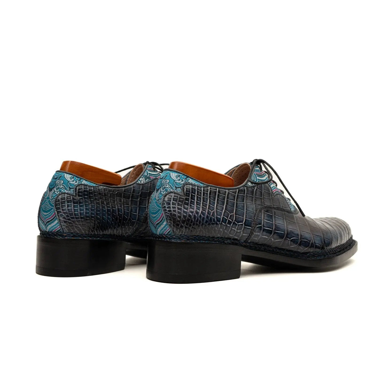 Blue Crocodile Leather Oxford Shoes