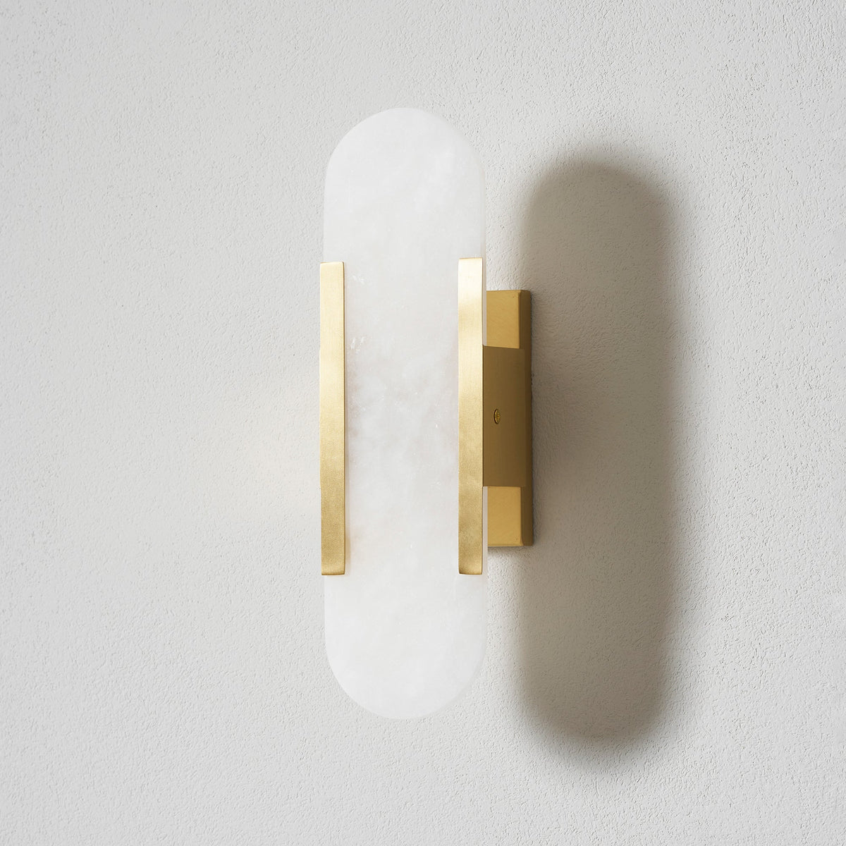 Alvora | Oblong Alabaster Wall Sconce with Brass Accents | Warm Diffused Glow for Foyers