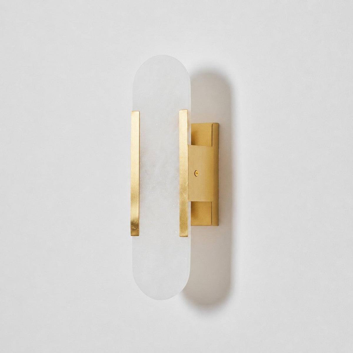 Alvora | Oblong Alabaster Wall Sconce with Brass Accents | Warm Diffused Glow for Foyers