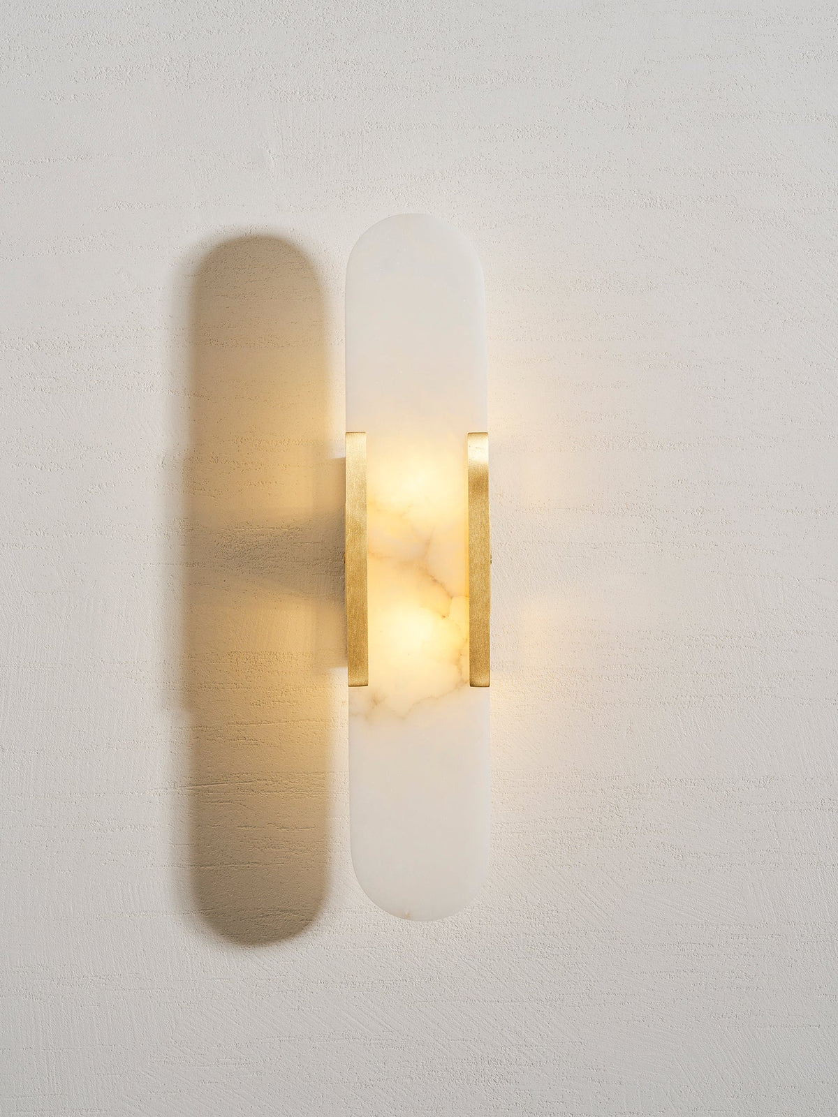 Alvora | Oblong Alabaster Wall Sconce with Brass Accents | Warm Diffused Glow for Foyers