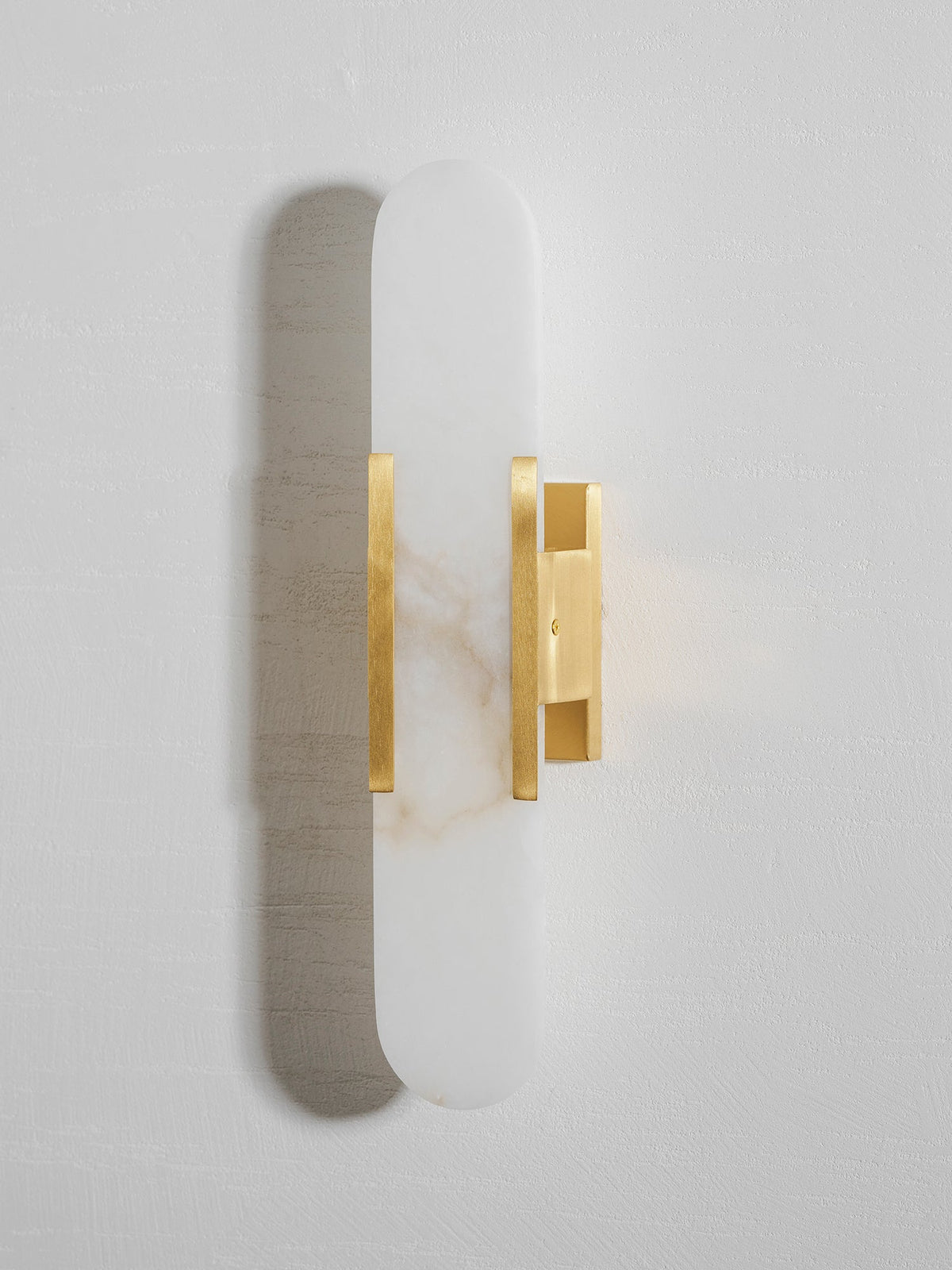 Alvora | Oblong Alabaster Wall Sconce with Brass Accents | Warm Diffused Glow for Foyers