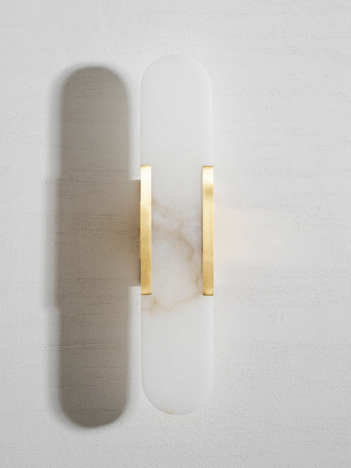 Alvora | Oblong Alabaster Wall Sconce with Brass Accents | Warm Diffused Glow for Foyers