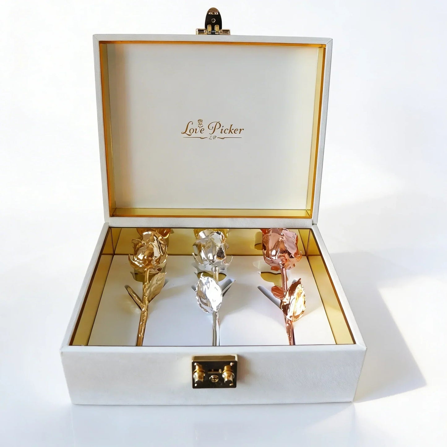 Customizable Trio of Gold, Silver or Platinum 7" Roses – A Gift No One Forgets