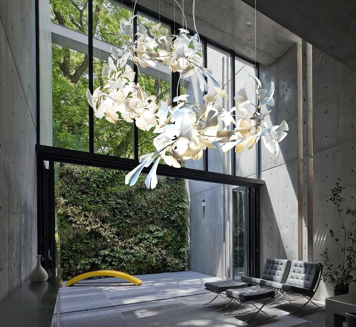 Lámpara de araña de cerámica Gingko A