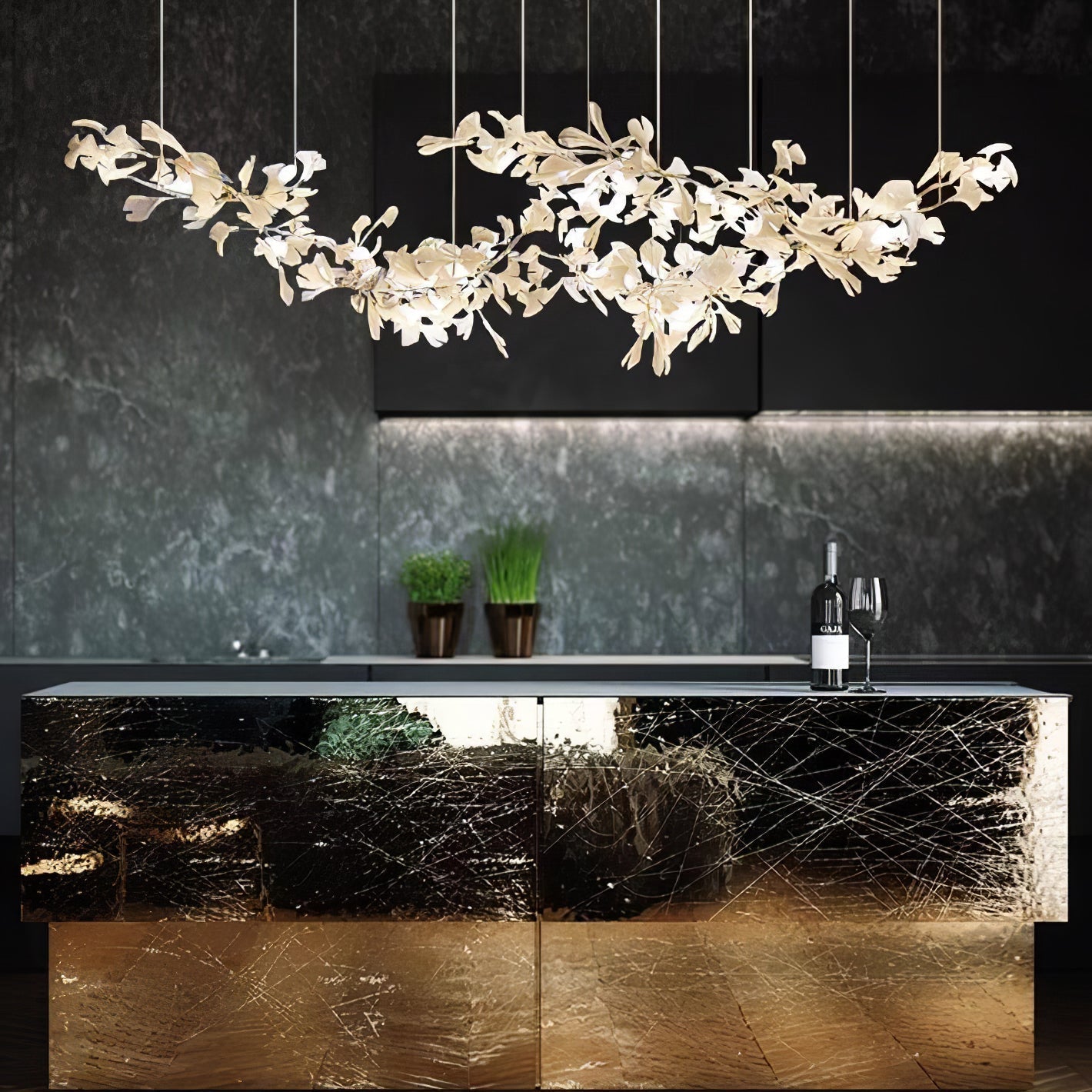 Candelabro Gingko de Doble Capa Combinado