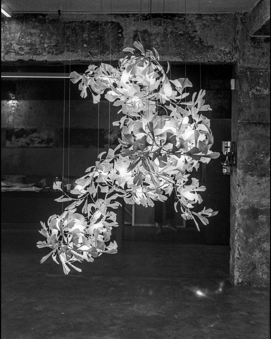 Lámpara de araña de cerámica Gingko F
