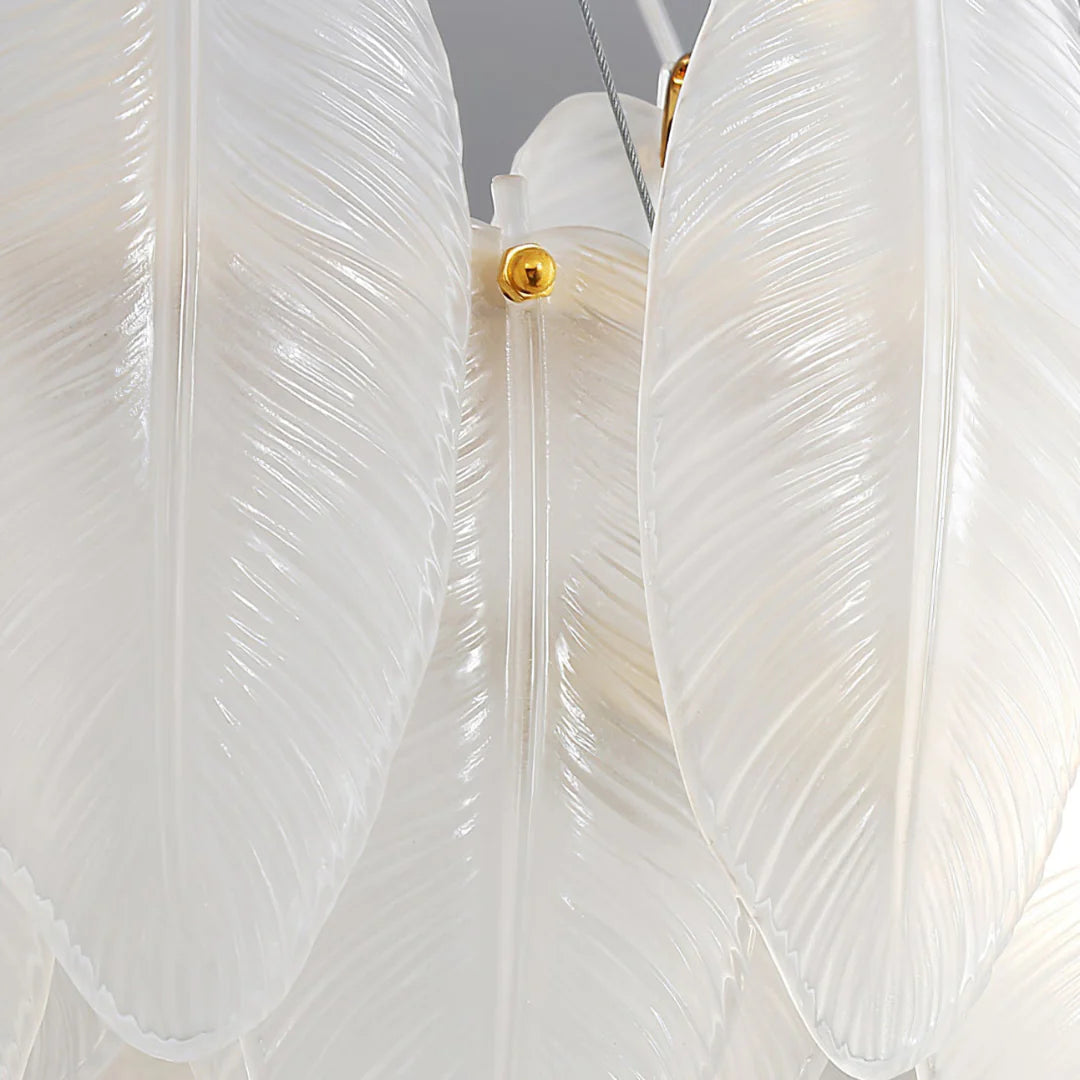Lámpara de araña de plumas glaseadas de cristal